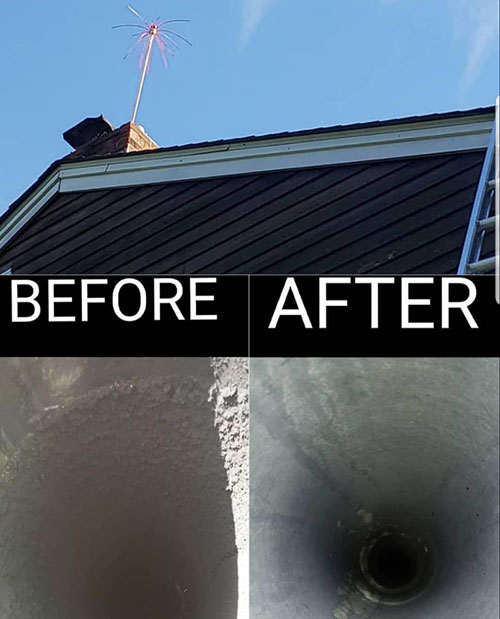 Chimney Cleaning Sweeping Before After