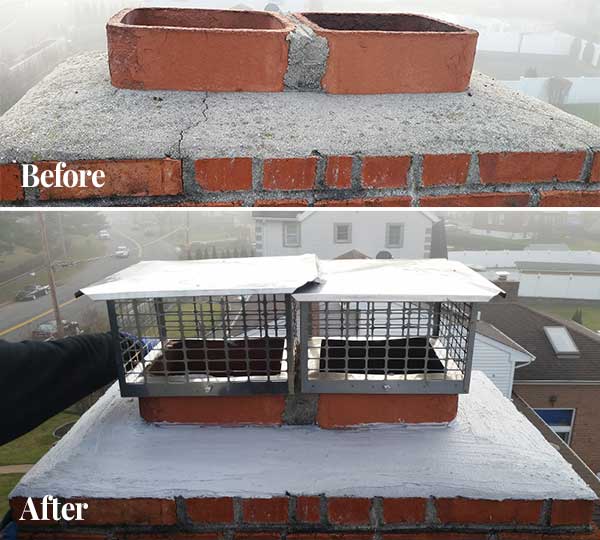 Crown Repair Leaky Chimney Before-After Orange County NY-True Ventilation
