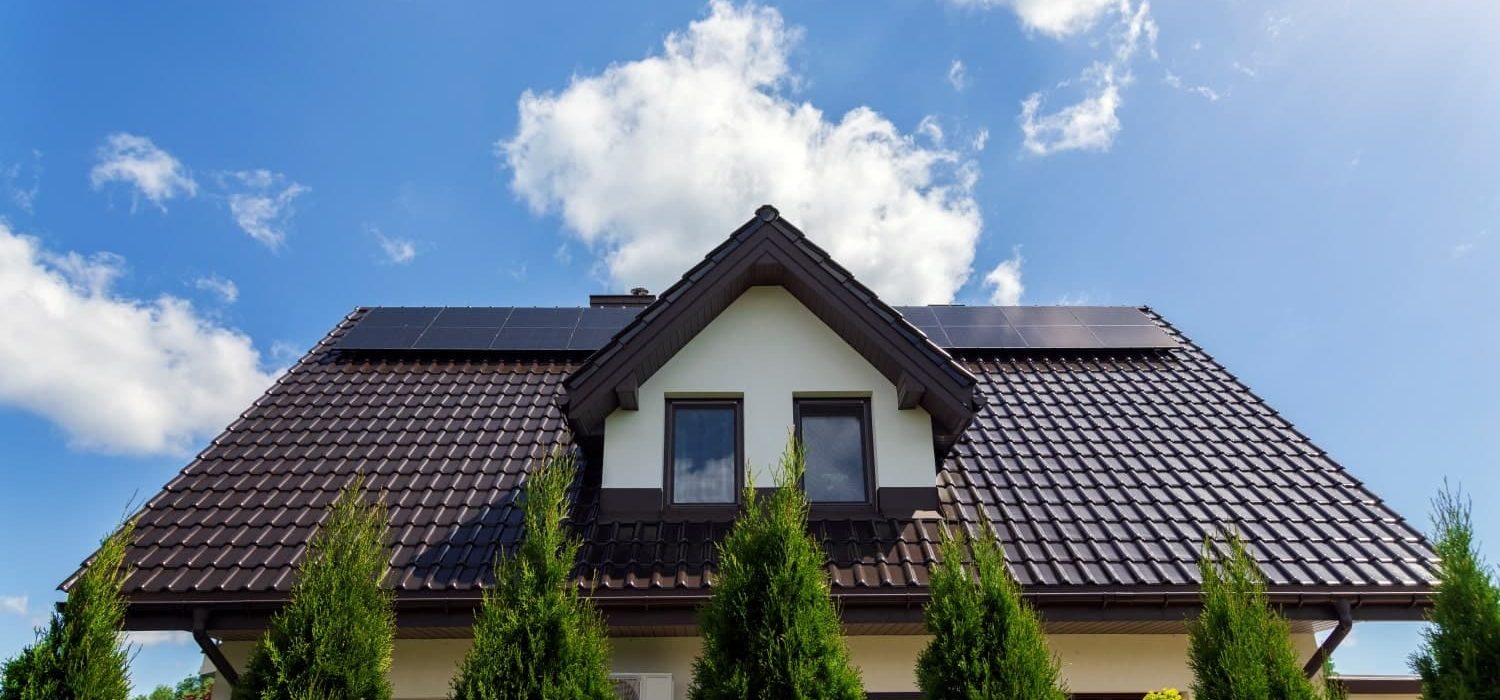 Photovoltaic panels on the house roof